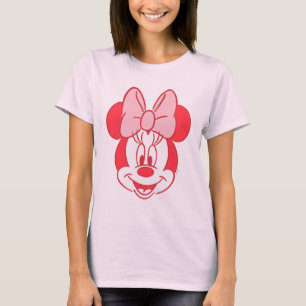 Sweet Minnie Mouse Bow Face Line Art T-Shirt