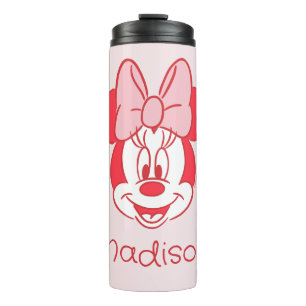 Sweet Minnie Mouse Bow Face Line Art Thermal Tumbler