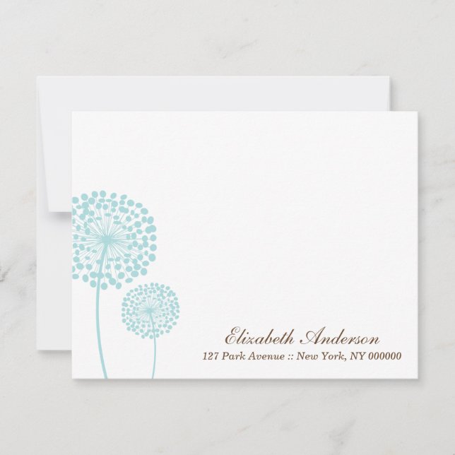 Sweet Mint Dandelions Flat Thank You Notes (Front)
