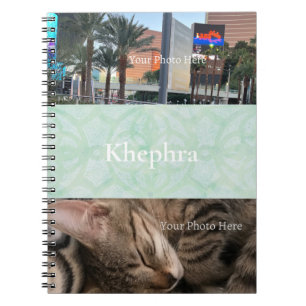 Sweet Mint Green Batik Name and Photo Collage Notebook