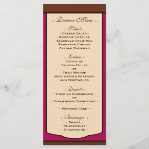 Sweet Mocha & Fuchsia Wedding Reception Menus