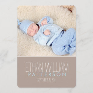 Sweet & Modern Baby Boy Birth Announcement