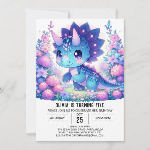 Sweet Modern Dinosaur Digital Birthday Invitation