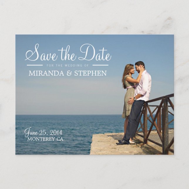 Sweet Modern Wedding Save the Date Photo Postcard (Front)