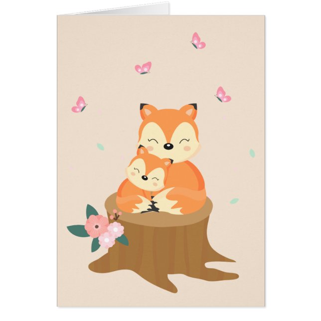 Sweet Mom and baby Foxes Mothers Day (Front)