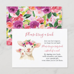 Sweet Mom And Baby Lamb Baby Shower Book Card