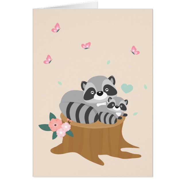 Sweet Mom and baby Raccoons Fête des mères (Devant)