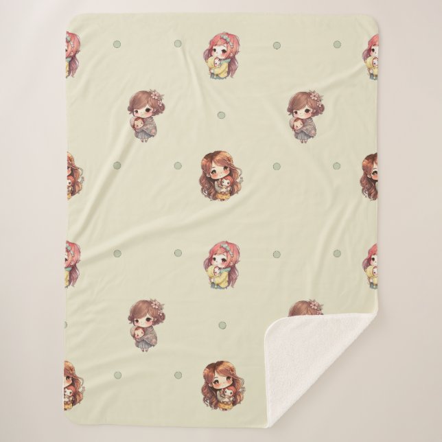 Sweet Mom And Baby Sherpa Blanket (Front)