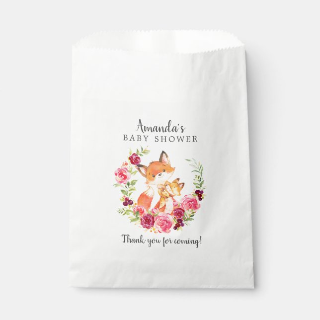 Sweet Mom & Baby Fox Shower Favour Bags (Front)