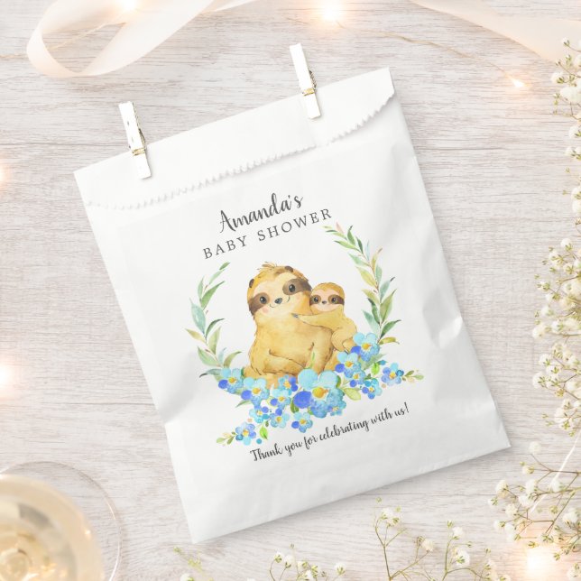 Sweet Mom & Baby Sloth Shower Favour Bags (Clipped)