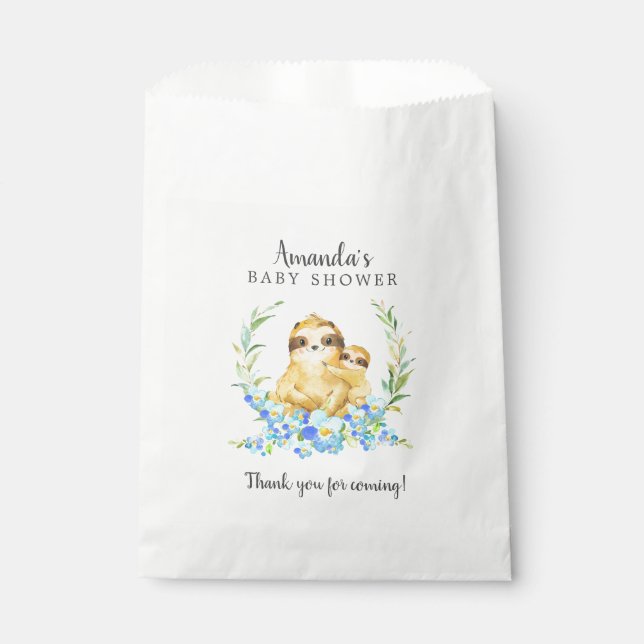 Sweet Mom & Baby Sloth Shower Favour Bags (Front)