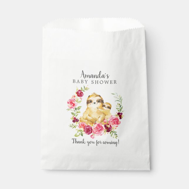 Sweet Mom & Baby Sloth Shower Favour Bags (Front)