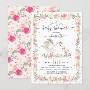 Sweet Mom & Baby Swan Baby Shower Invitation