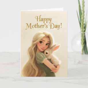 Sweet Mom Holding Bunny Happy Mother’s Day Card