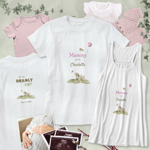 Sweet Mom to Be Bearly Wait Pink Balloon Baby Girl T-Shirt
