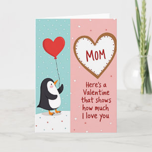 Sweet Mom Valentine Penguin Card