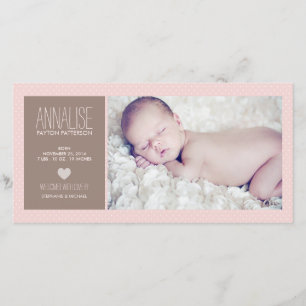 Sweet Moment Photo Baby Girl Birth Announcement