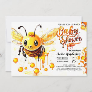 Sweet Moments Gender-Neutral Bee Baby Shower Invitation
