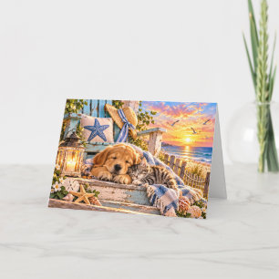 Sweet Moments Puppy and Kitten Friendship Greeting Thank You Card