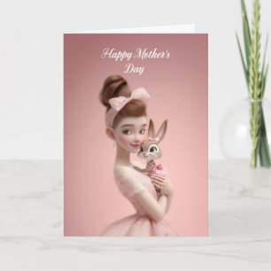 Sweet Mommy and Baby Bunny Pink Mother’s Day Card