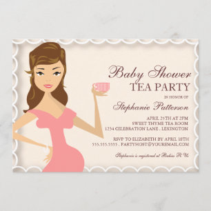 Sweet Mommy Baby Shower Tea Party Invitation Pink