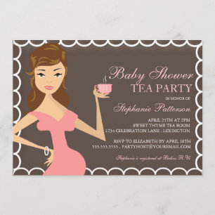 Sweet Mommy Baby Shower Tea Party Invitation Pink