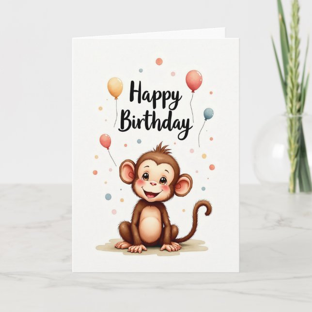 Sweet Monkey Illustration Card (Front)