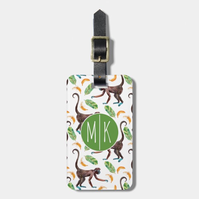 Sweet Monkeys Juggling Bananas | Monogram Luggage Tag (Front Vertical)