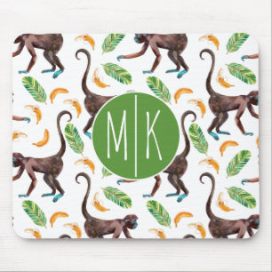 Sweet Monkeys Juggling Bananas Monogram Mouse Pad