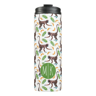 Sweet Monkeys Juggling Bananas Monogram Thermal Tumbler