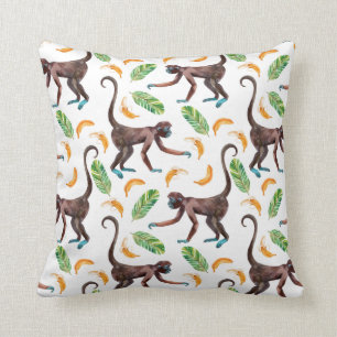 Sweet Monkeys Juggling Bananas Throw Pillow