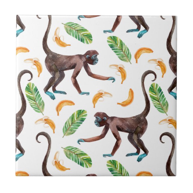 Sweet Monkeys Juggling Bananas Tile (Front)