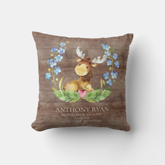 Sweet Moose Baby Coussin statistiques de naissance (Recto)