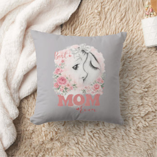 Sweet Mother and Child Watercolor Roses "Best Mom  Throw Pillow