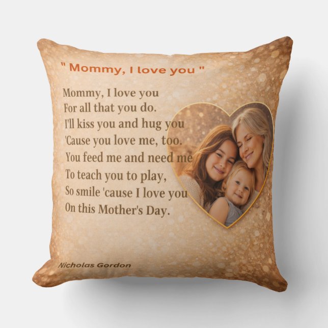 Sweet Mother’s Day Gift from Kids Throw Pillow (Front)