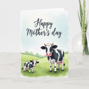 Sweet Mothers Day Cow Art Card