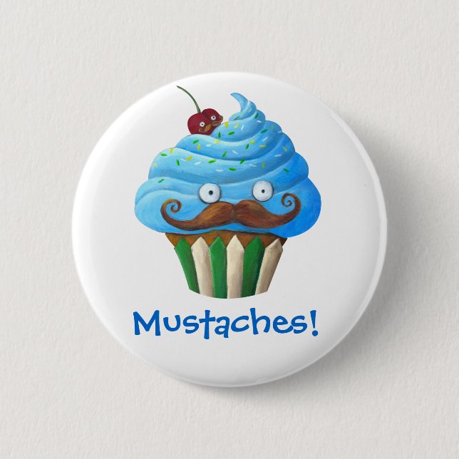 Sweet Moustached Cupcake 2 Inch Round Button (Front)