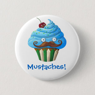 Sweet Moustached Cupcake 2 Inch Round Button