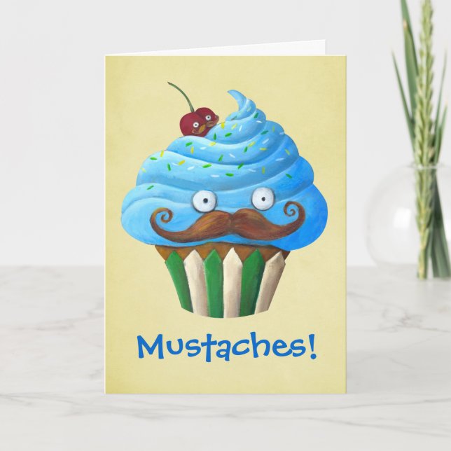 Sweet Moustached Cupcake Card (Front)