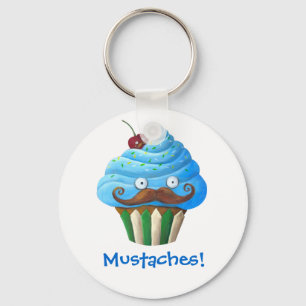 Sweet Moustached Cupcake Keychain