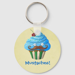 Sweet Moustached Cupcake Keychain