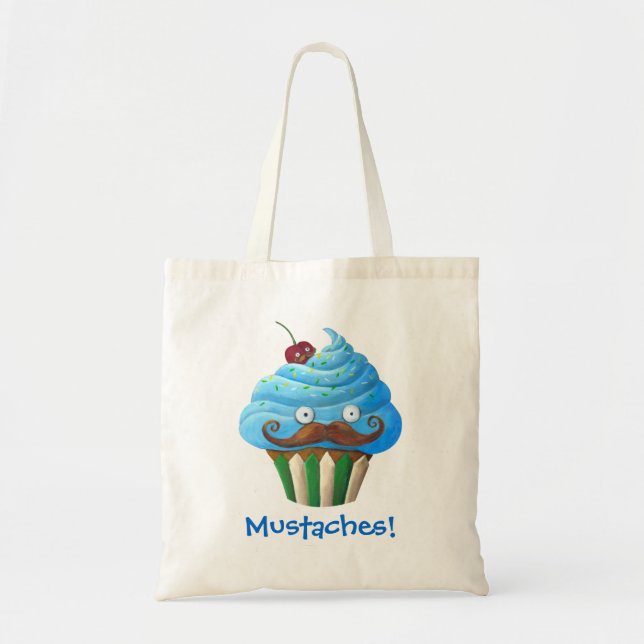Sweet Moustached Cupcake Tote Bag (Front)