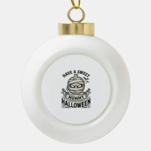 Sweet Mummy Halloween Vintage Vector Design_1 Ceramic Ball Christmas Ornament