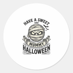 Sweet Mummy Halloween Vintage Vector Design_1 Classic Round Sticker
