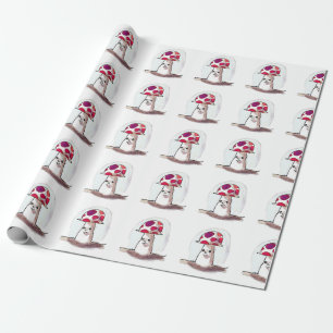 sweet mushroom cartoon style illustration wrapping paper