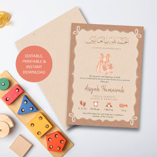 Sweet Muslim Pink Baby Outfits Birth Announcement 