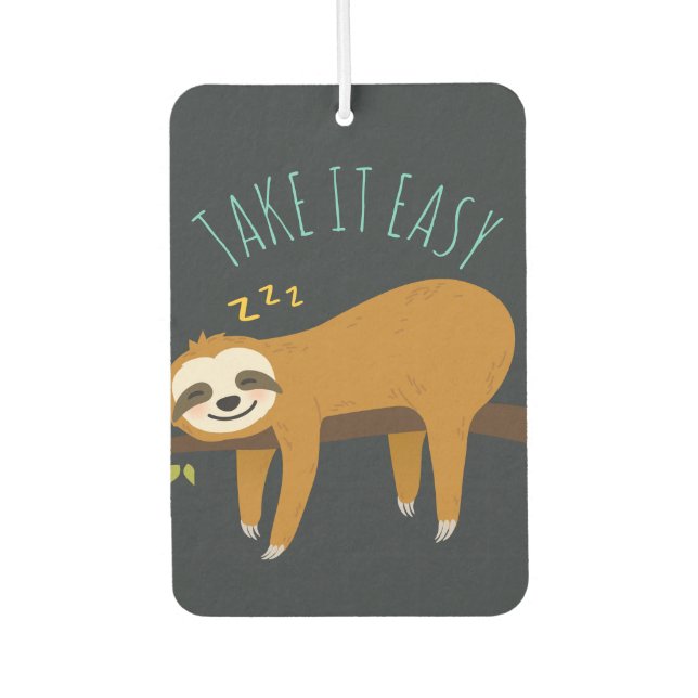 Sweet Napping Sloth "Take It Easy" Air Freshener (Front)