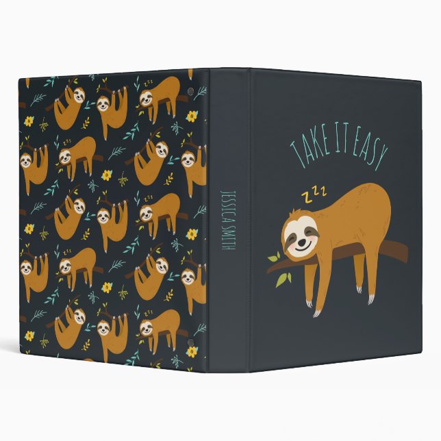 Sweet Napping Sloth "Take It Easy" Binder (Background)