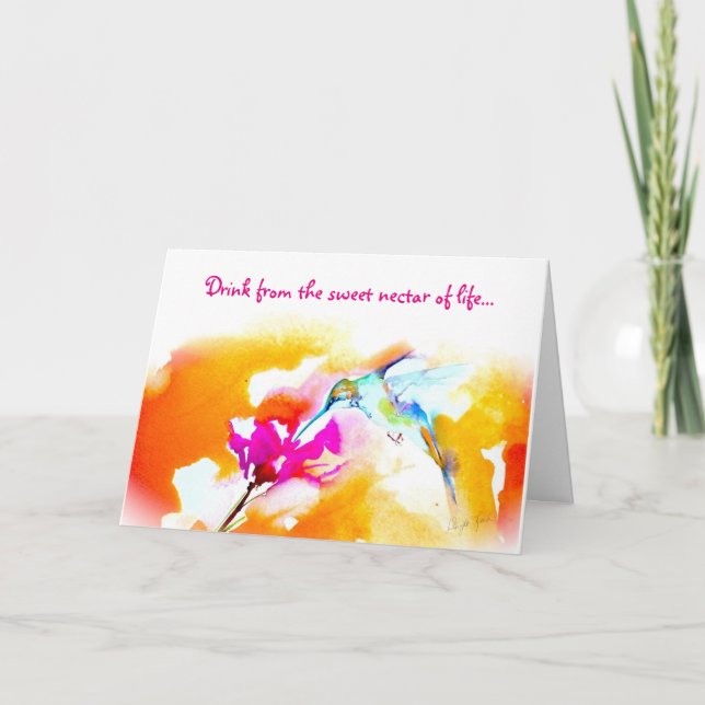 "Sweet Nectar" Hummingbird Birthday Card (Front)