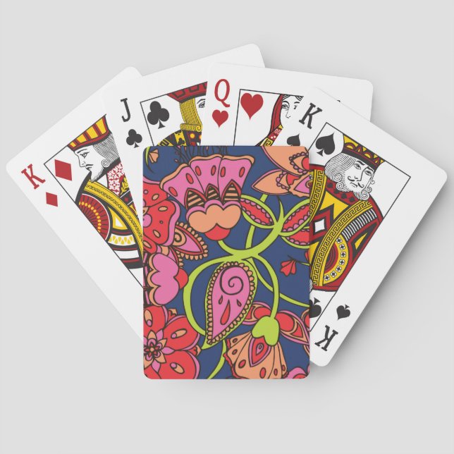Sweet Neon Floral Playing Cards (Back)